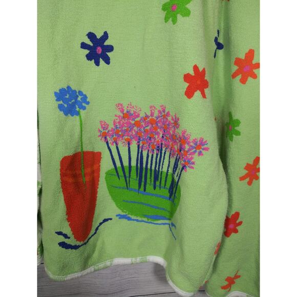 Vintage Onque Casuals Green & Orange Floral Print Grandma Cardigan Sz Large - Picture 6 of 10